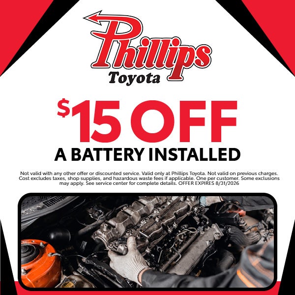 $15 OFF A BATTERY INSTALLED